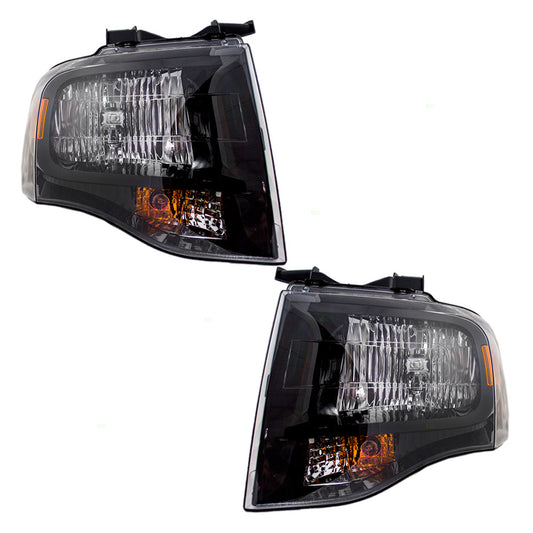 Headlight for 2007-2014 Expedition w/ Black Bezel w/o Logo 7L1Z13008DB Set FO2502227