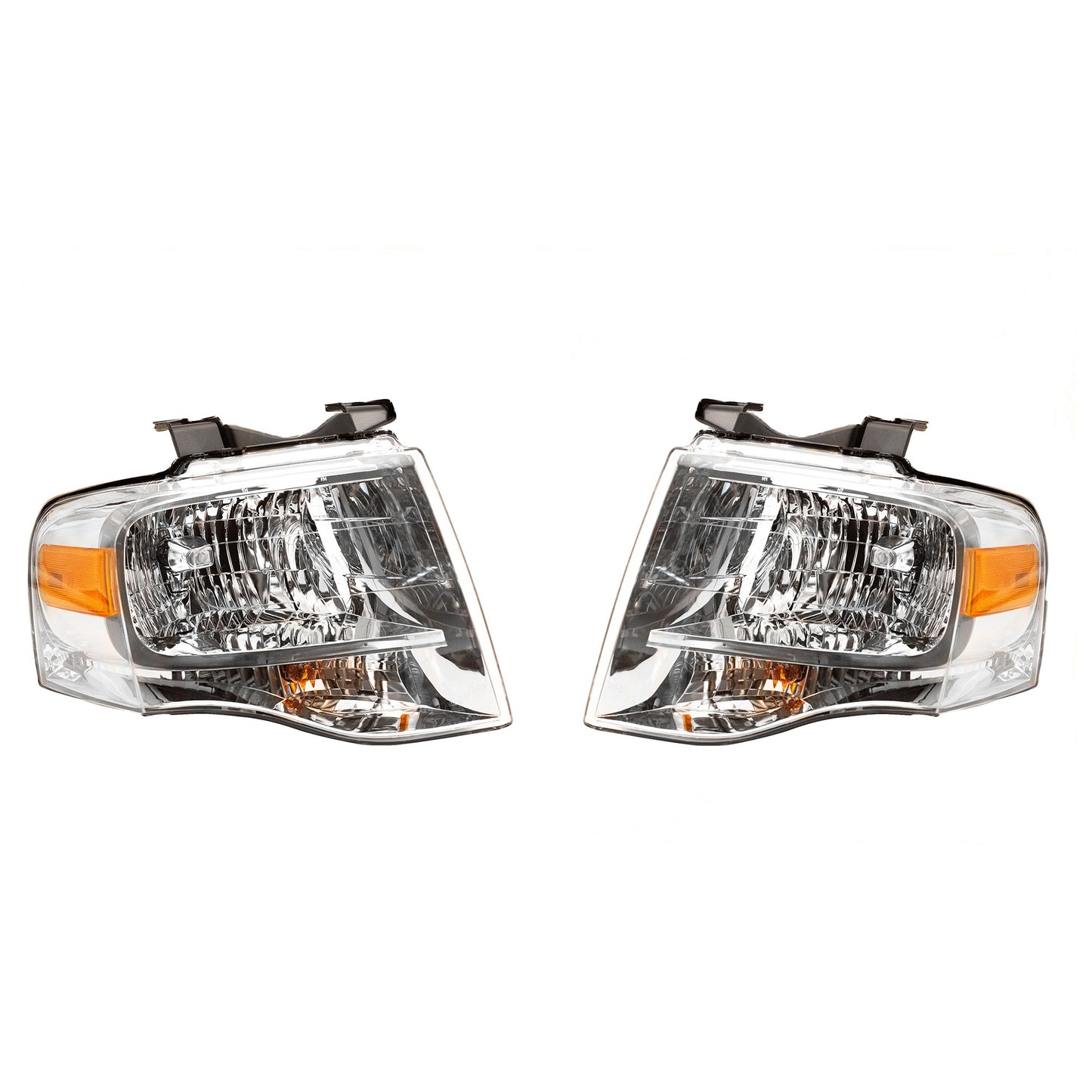 Headlight for 2007-2014 Expedition w/ Chrome Bezel w/o Logo 7L1Z13008BB Set