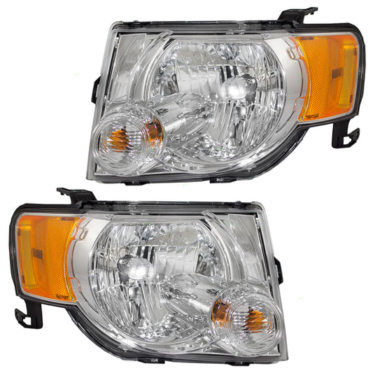 Headlight for 2008-2012 Escape w/ Chrome Bezel 8L8Z13008B Set FO2502229