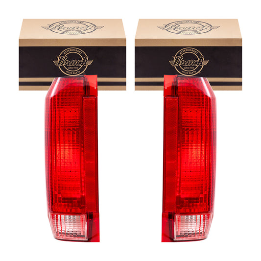 Brock Aftermarket Replacement Driver Left Passenger Right Tail Light Unit Set Compatible With 1990-1996 Ford F-150 Styleside Built From 10/1989