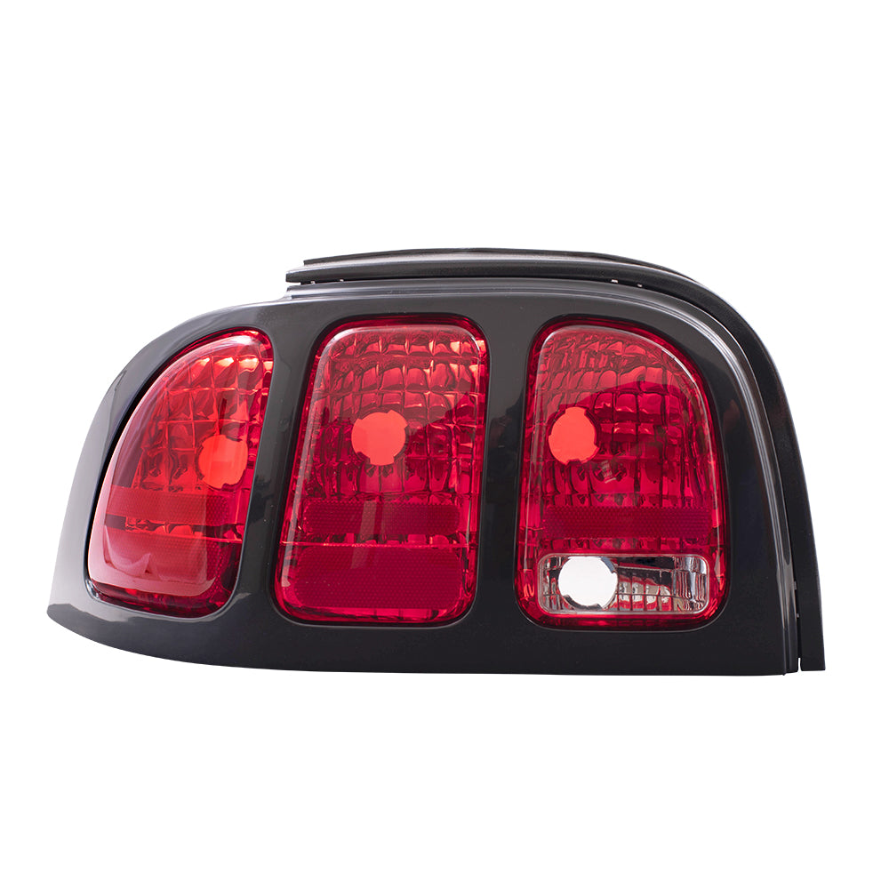 Brock Replacement Drivers Taillight Tail Lamp with Black Bezel Compatible with 1996-1998 Mustang GT SVT Base F6ZZ13405AAJ