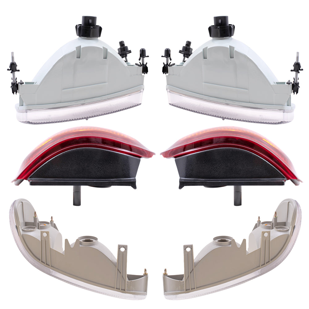 Brock Aftermarket Replacement Driver Left Passenger Right Headlight-Park/Signal/Side Marker Light-Tail Light 6 Piece Set Compatible with 1998-2001 Ford Explorer