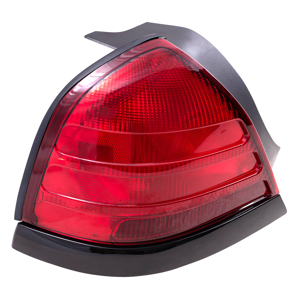 Brock Replacement Drivers Taillight Tail Lamp with Black Trim Compatible with 1999-2011 Crown Victoria 8W7Z13405A