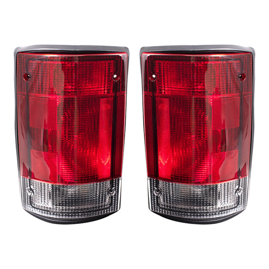 Brock Replacement Driver and Passenger Taillights Tail Lamps Compatible with 2004-2014 E150 E250 E350 E450 Van 5C2Z13405AA 5C2Z13404AA