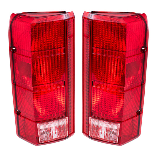 Brock Replacement Driver and Passenger Taillights Tail Lamps Compatible with 1980-1986 F150 F250 F350 Styleside Pickup Truck Bronco E4TZ13405B E4TZ13404B