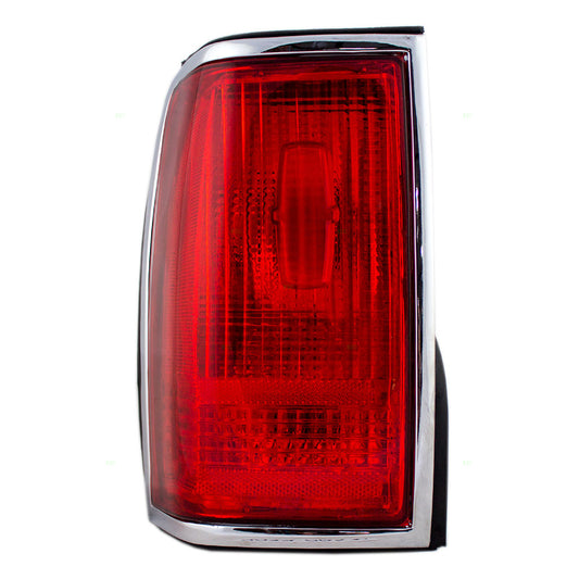 Brock Replacement Drivers Taillight Tail Lamp with Chrome Trim Compatible with 1990-1997 Town Car F5VY13405A