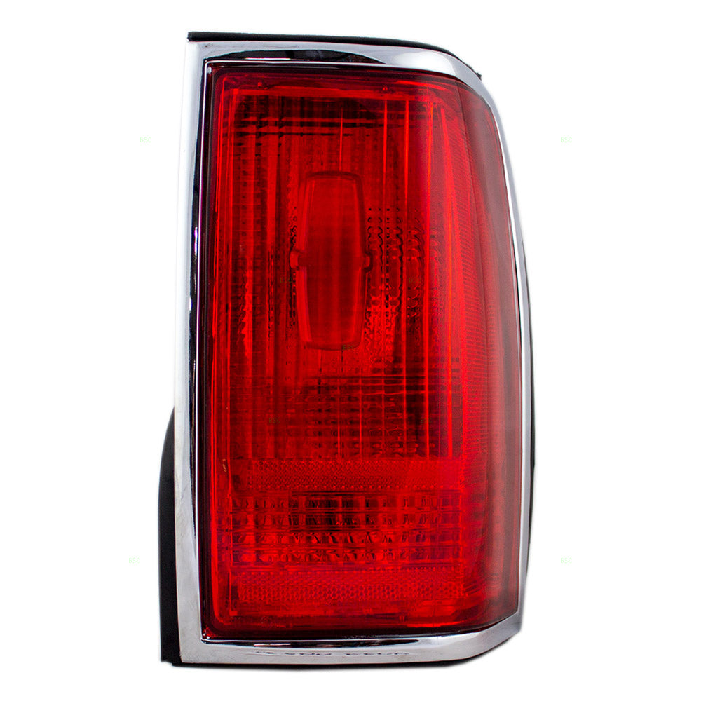 Brock Replacement Passengers Taillight Tail Lamp with Chrome Trim Compatible with 1990-1997 Town Car F5VY13404A