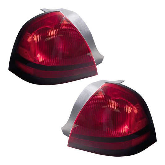 Brock Replacement Driver and Passenger Taillights Quarter Panel Mounted Lens Compatible with 2003-2011 Grand Marquis 3W3Z13405AB 3W3Z13404AB