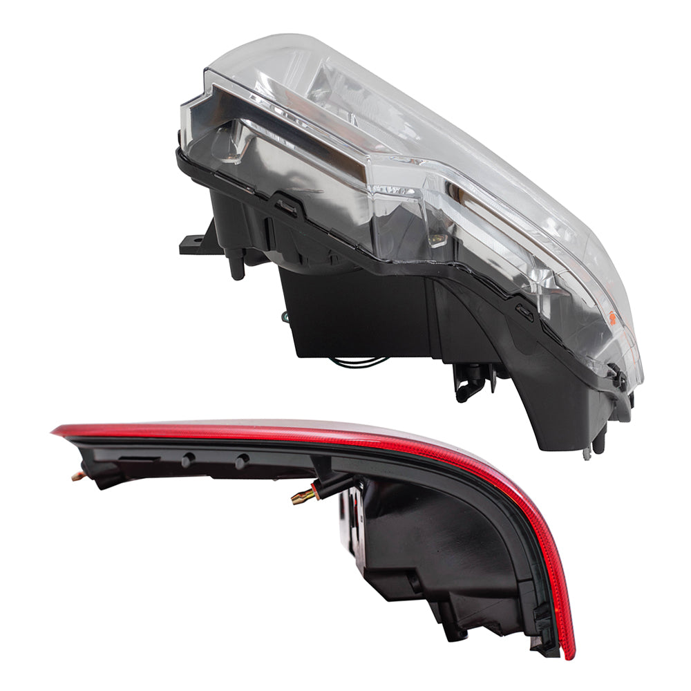 Brock Replacement Driver & Passenger Side Halogen Combination Headlights with Chrome Trim & Tail Lights with Red Trim-Smoked 4 Pc Performance Set Compatible with 09-14 Ford F-150 Styleside