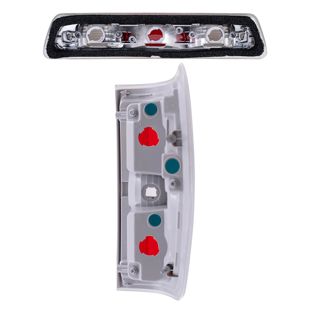 Brock Replacement Driver and Passenger Side Tail Light Units with Chrome Trim & 3rd Brake Light Unit 3 Piece Set Compatible with 2009-2014 Ford F-150 Styleside