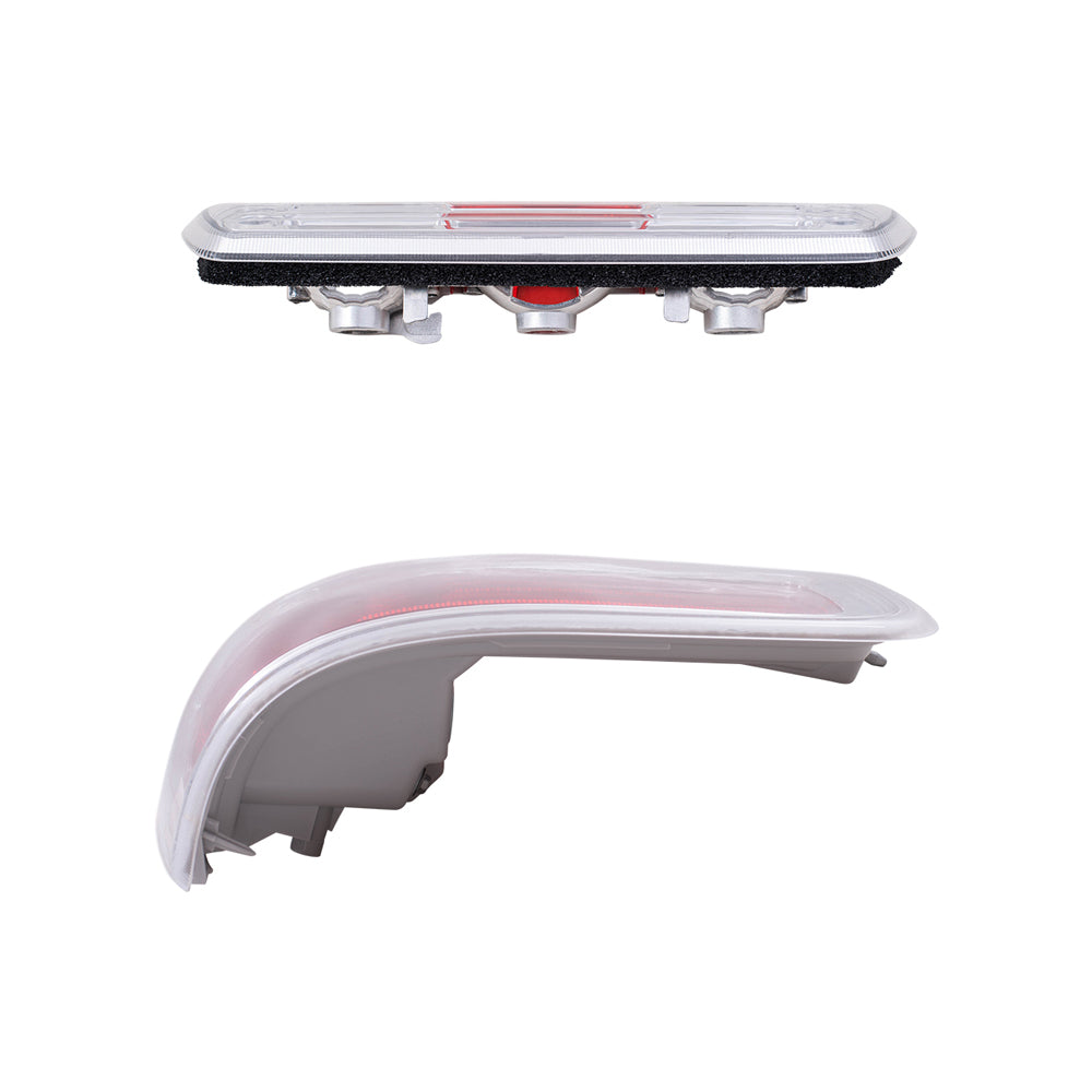 Brock Replacement Driver and Passenger Side Tail Light Units with Chrome Trim & 3rd Brake Light Unit 3 Piece Set Compatible with 2009-2014 Ford F-150 Styleside