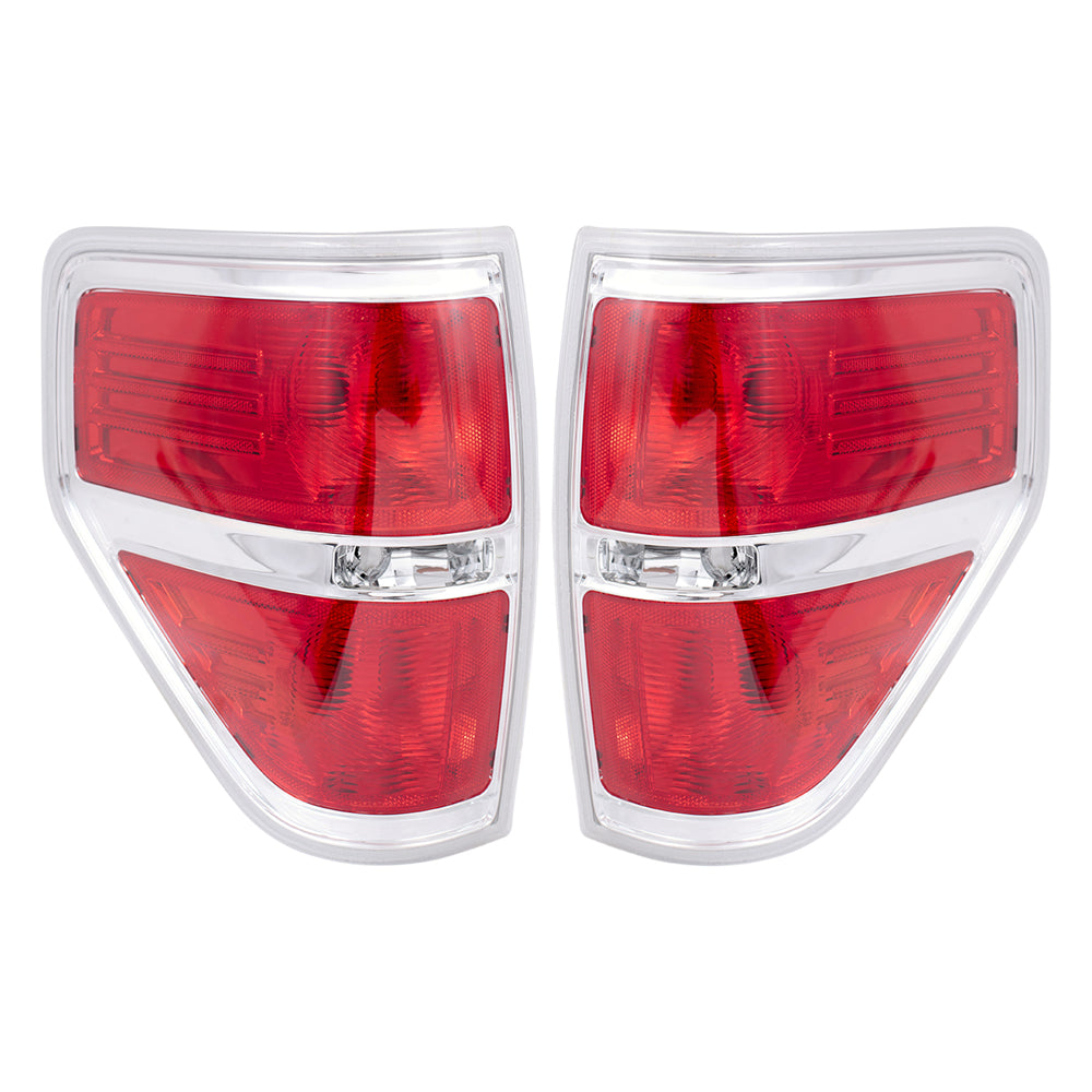Tail Light for 2009-2014 F-150 Styleside w/Chrome Trim BL3Z13405B Set FO2818143