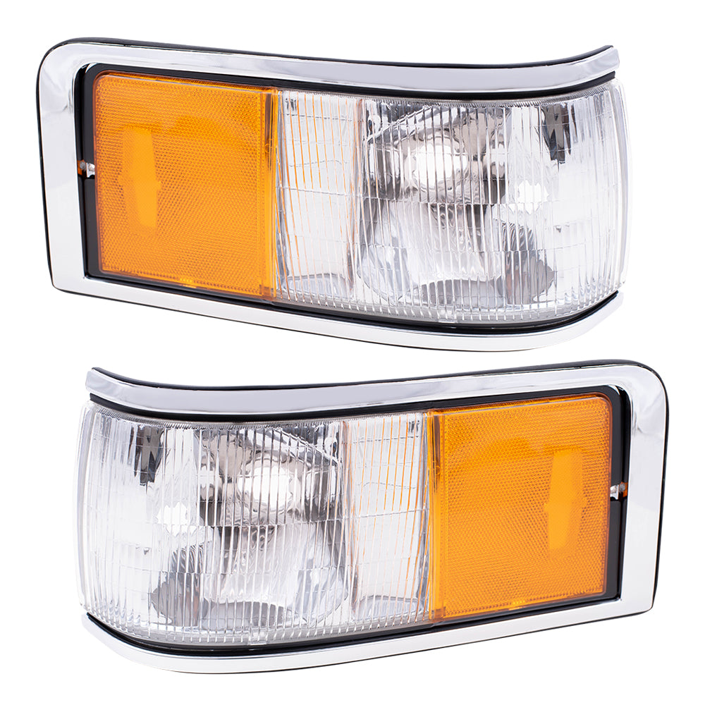 Brock Replacement Driver and Passenger Signal Side Marker Lights Lamps Compatible with 1990-1994 Town Car FOVY15A201B FOVY15A201A