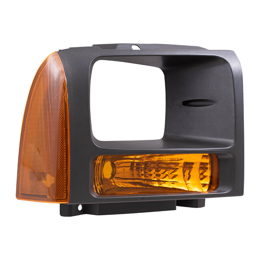 Park/Signal/Side Marker for 2005-2007 F-250 Super Duty Black Bezel for 2005-2007 F-350 Super Duty 5C3Z13201AAA Set FO2520182