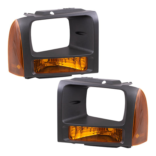 Park/Signal/Side Marker for 2005-2007 F-250 Super Duty Black Bezel for 2005-2007 F-350 Super Duty 5C3Z13201AAA Set FO2520182