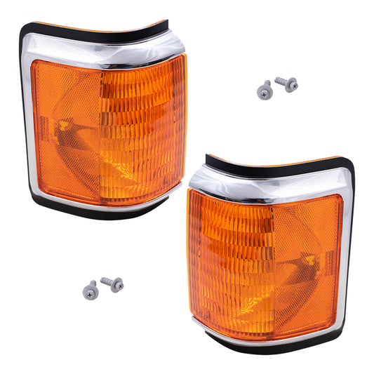 Park/Signal/Side Marker for 1987-1991 Bronco Chrome Trim for 1987-1991 F-150 1987-1991 F-250 1987-1991 F-350 E9TZ13201E Set FO2520108