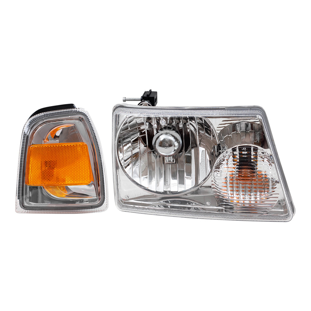 Brock Headlights with Park Signals Compatible with 2006-2011 Ranger Pickup Replacement Headlights with Park Lights Set