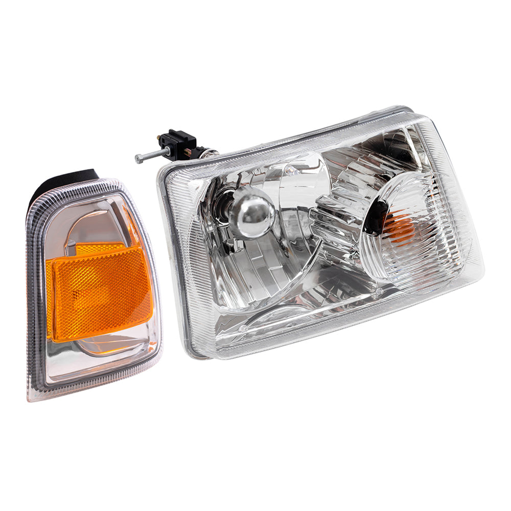 Brock Headlights with Park Signals Compatible with 2006-2011 Ranger Pickup Replacement Headlights with Park Lights Set