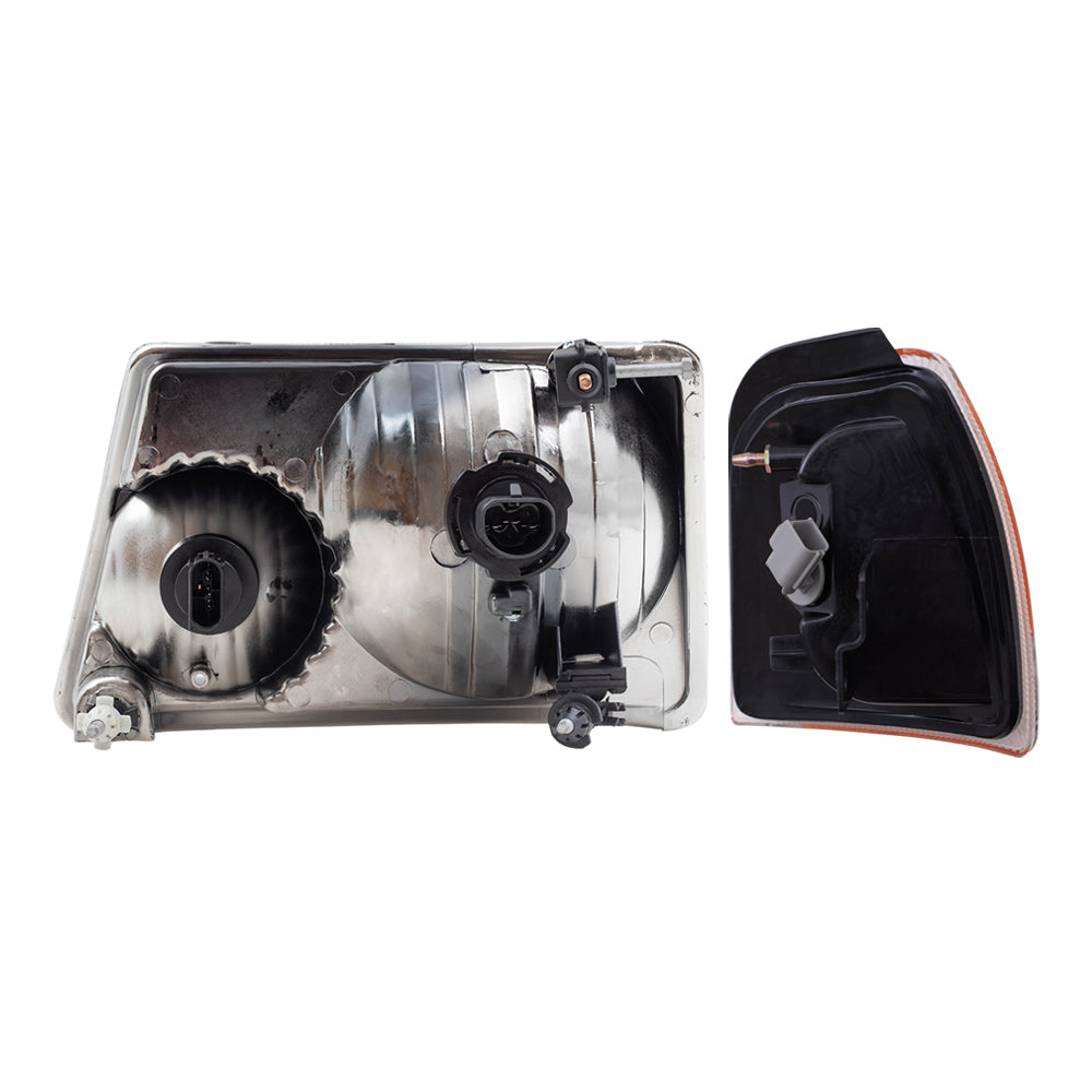 Brock Headlights with Park Signals Compatible with 2006-2011 Ranger Pickup Replacement Headlights with Park Lights Set