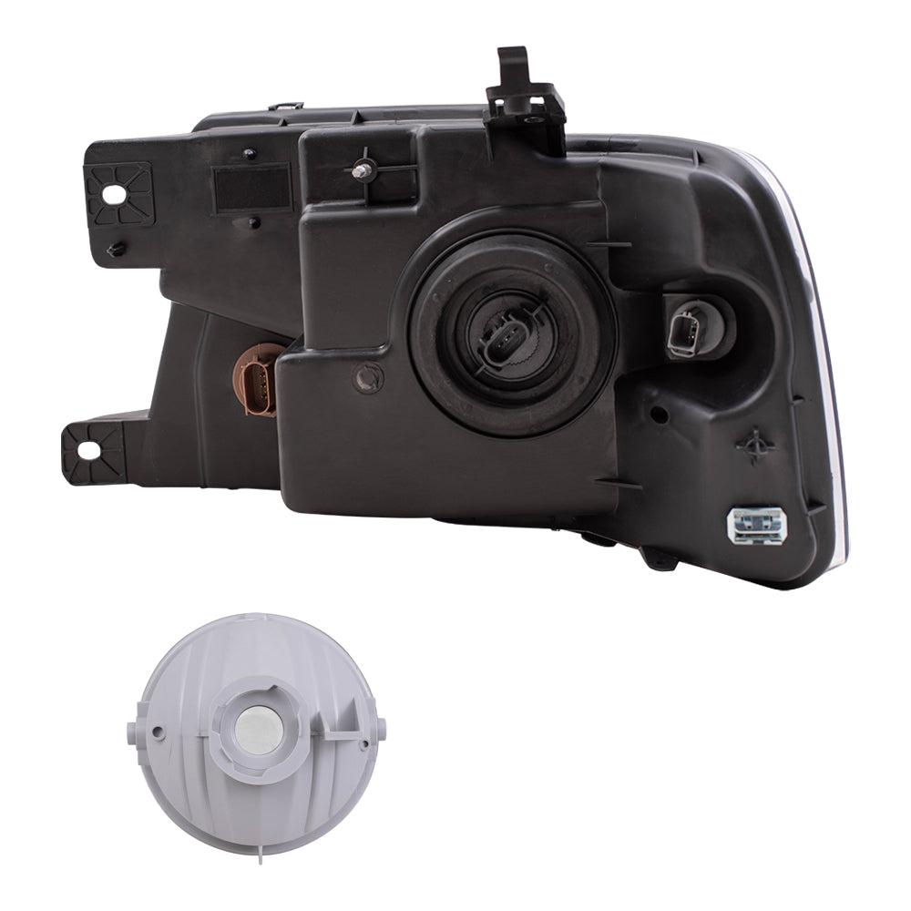 Brock Aftermarket Replacement Driver Left Passenger Right Headlights with Shadow Gray Bezel and Round Fog Lights 4 Piece Set Compatible with 2006-2008 Ford F-1500