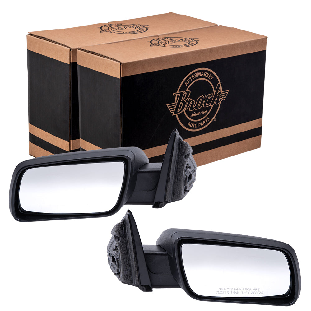 Brock Aftermarket Replacement Driver Left Passenger Right Power Mirror Without Heat-Puddle Light Textured Black Set