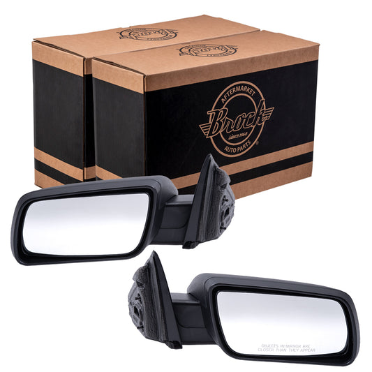 Brock Aftermarket Replacement Driver Left Passenger Right Power Mirror Without Heat-Puddle Light Textured Black Set