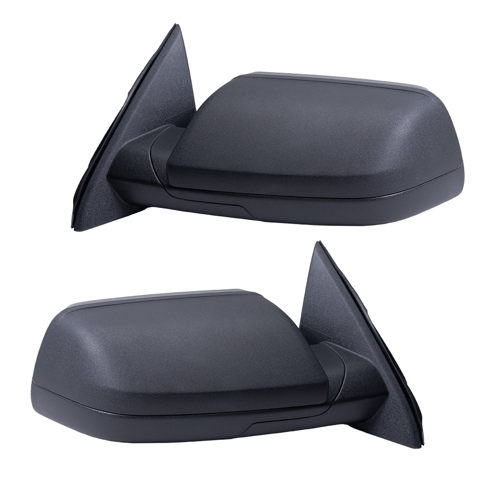 Brock Aftermarket Replacement Driver Left Passenger Right Power Mirror Without Heat-Puddle Light Textured Black Set