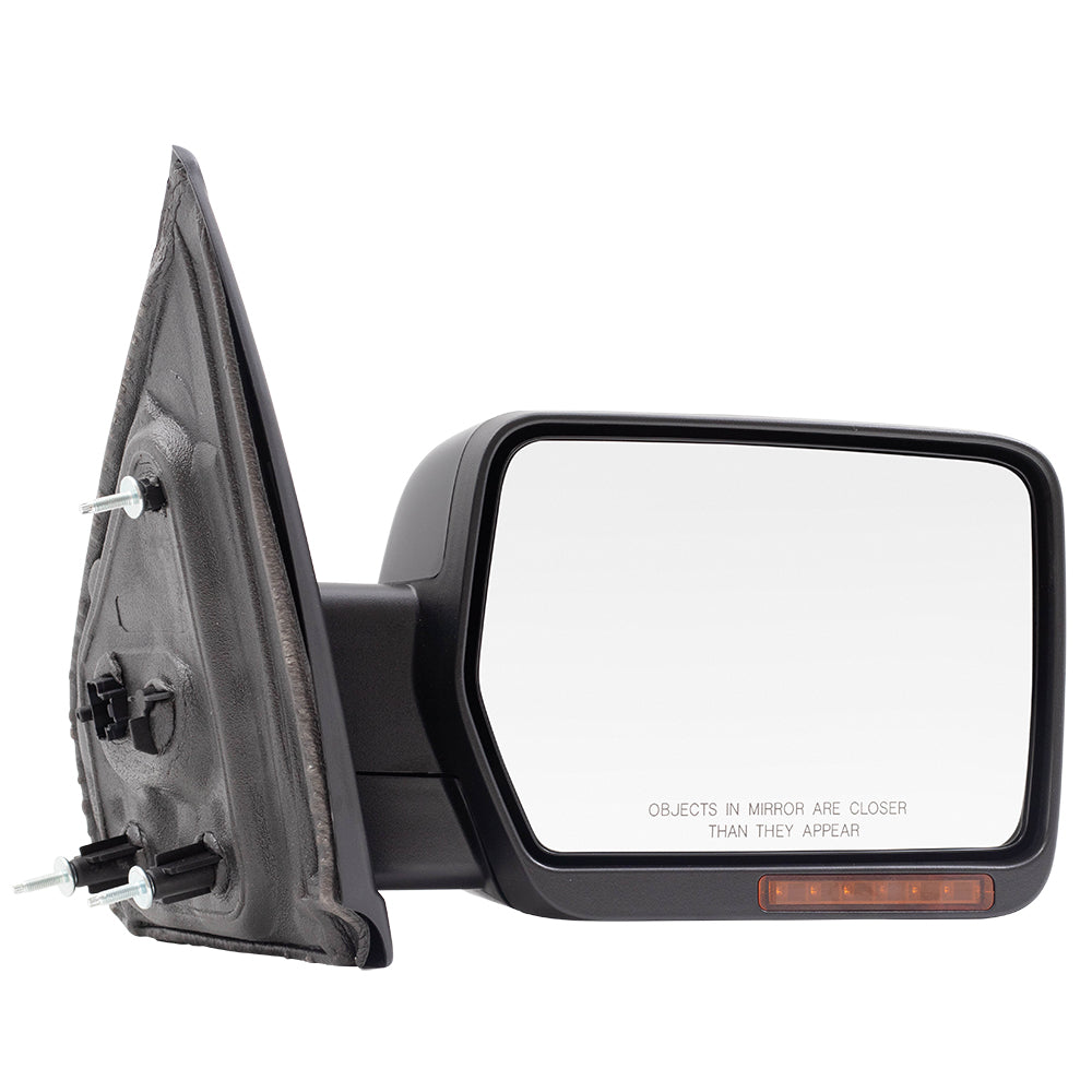 Brock Replacement Passenger Side Pedestal Type Power Mirror Paint to Match Black with Heat, Signal, Memory, Reflector and Manual Folding Compatible with 2009-2014 F-150