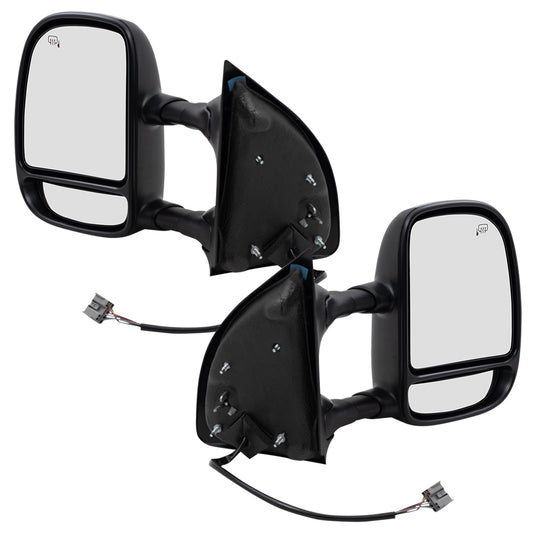 Power Towing Mirror for 2003-2005 Excursion Extendable Dual Arms-Double Swing Turn Signal Indicator Heated for 2003-2007 F-250 Super Duty for 2003-2007 F-350 Super Duty 4C3Z17D743CAA Set FO1320274