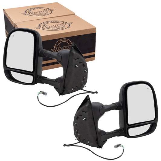 Power Towing Mirror for 2003-2005 Excursion Extendable Dual Arms-Double Swing Turn Signal Indicator Heated for 2003-2007 F-250 Super Duty for 2003-2007 F-350 Super Duty 4C3Z17D743BAA Set FO1320268