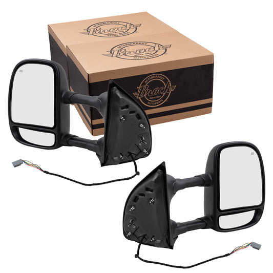 Power Mirror for 2003-2005 Excursion Extendable Dual Arms-Double Swing Performance Upgr Turn Signal Indicator Heated for 2003-2007 F-250 Super Duty for 2003-2007 F-350 Super Duty 5C3Z17683EAA Set