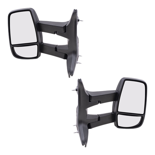 Replacement Set Driver and Passenger Manual Side Door Mirrors with Dual Long Arms Compatible with 2015-2019 Transit Van with Medium or High Roof