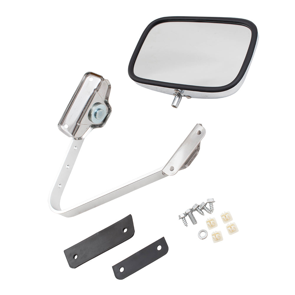 Manual Side 5x8 Chrome Mirror Swing Lock w/ Plastic Housing Replacement for 80-97 Ford Pickup Truck & 80-96 Bronco EOTZ17682E