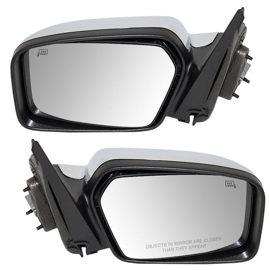 Replacement Driver and Passenger Power Side Mirrors Heated Memory Puddle Lamp Black Base w/ Chrome Cover Compatible with 07-12 MKZ