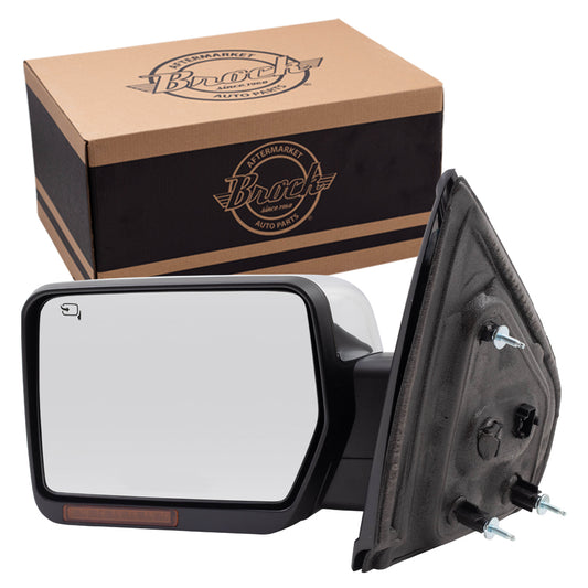 Power Mirror for 2009-2014 F-150 Reflector Pedestal Type Turn Signal Indicator Puddle Lamp Memory Heated Power Fold 9L3Z17683EB Left FO1320411