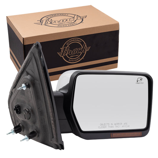Power Mirror for 2009-2014 F-150 Reflector Pedestal Type Turn Signal Indicator Puddle Lamp Memory Heated Power Fold 9L3Z17682EB Right FO1321411