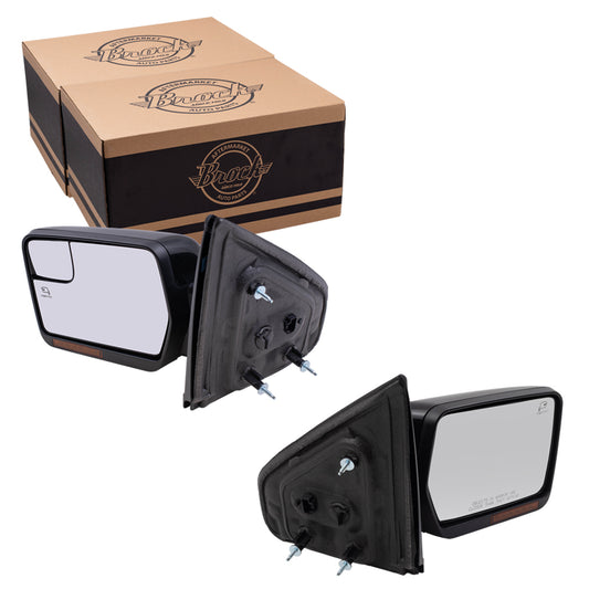 Power Mirror for 2009-2014 F-150 Reflector -Spotter Glass Pedestal Type Turn Signal Indicator Puddle Lamp Memory Heated Power Fold BL3Z17683FAPTM Set FO1320413