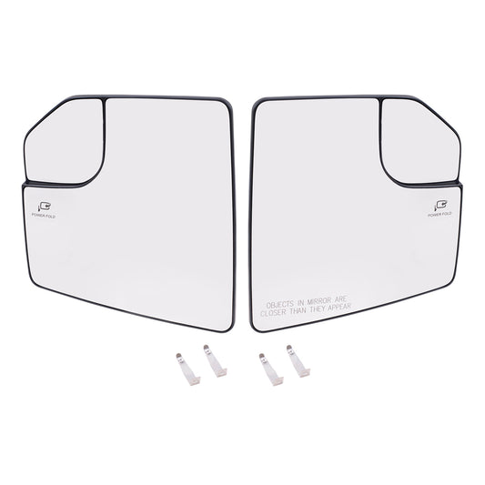 Brock Aftermarket Replacement Driver Left Passenger Right Mirror Glass and Base with Heat-Blind Spot Detection-Memory without Auto Dim Compatible with 2015-2020 Ford F-150