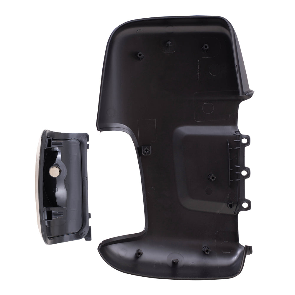 Brock Replacement Driver Side Long Mirror Arm Turn Signal Light and Mirror Arm Cover Textured Black Compatible with 2015-2020 Transit