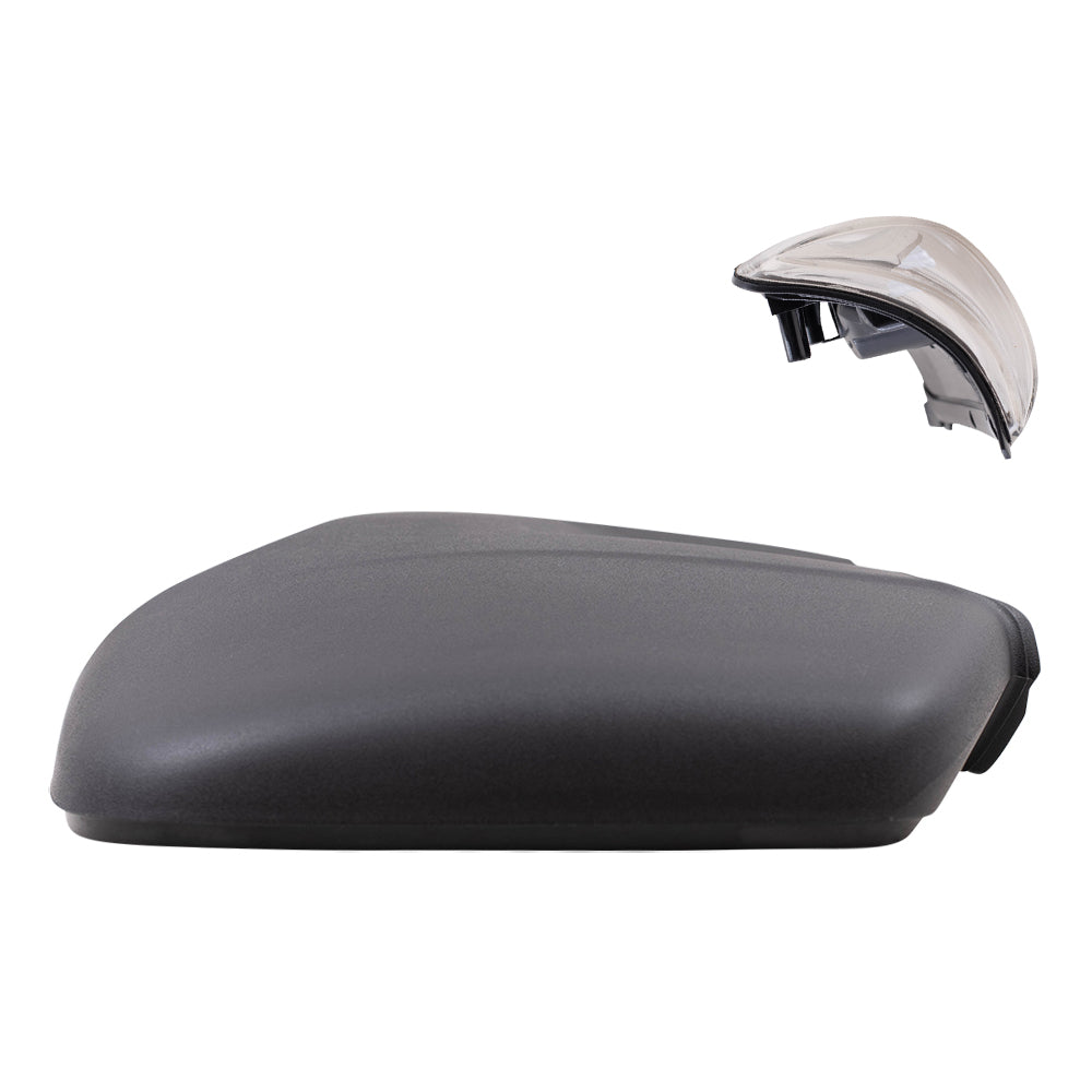 Brock Replacement Driver Side Long Mirror Arm Turn Signal Light and Mirror Arm Cover Textured Black Compatible with 2015-2020 Transit