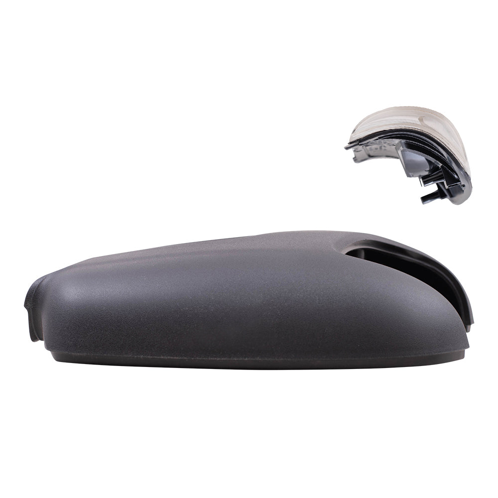 Brock Replacement Driver Side Long Mirror Arm Turn Signal Light and Mirror Arm Cover Textured Black Compatible with 2015-2020 Transit