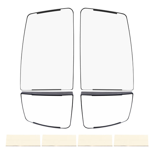 Brock Aftermarket Replacement Upper and Lower Driver Left Passenger Right Power Tow Mirror Glass and Base 4 Piece Set without Heat Compatible with 2016-2019 Ford F-650