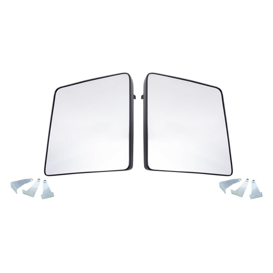 Brock Replacement Pair Upper Manual Tow Mirror Glass with Bases Compatible with 08-16 Super Duty Pickup