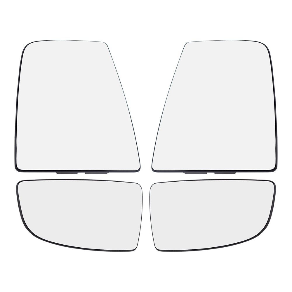 Brock Replacement Driver and Passenger Side Tow Mirrors Glass & Base 4 Piece Set Compatible with 2015-2020 Transit