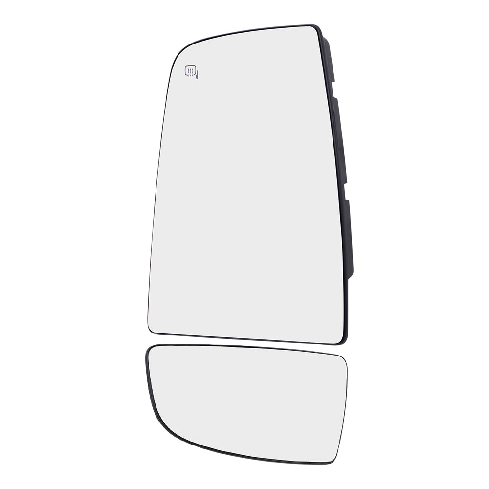 Brock Replacement Driver Side Upper and Lower Tow Mirrors Glass & Base Set Compatible with 2015-2020 Transit
