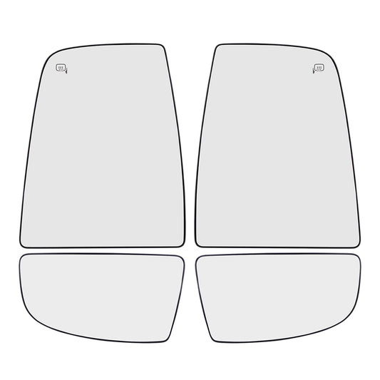 Brock Replacement Driver and Passenger Side Tow Mirrors Glass & Base 4 Piece Set Compatible with 2015-2020 Transit