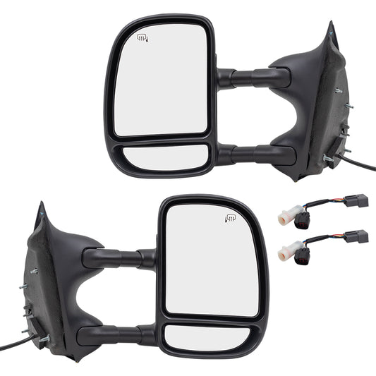 Brock Replacement Telescopic Tow Mirrors with Upgrade Adapter Compatible with 99-07 Super Duty Pickup