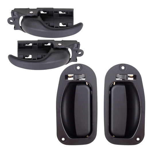 Brock Replacement 4 Pc Set Inside Door Handles Textured Compatible with 97-03 F150 Extended Cab