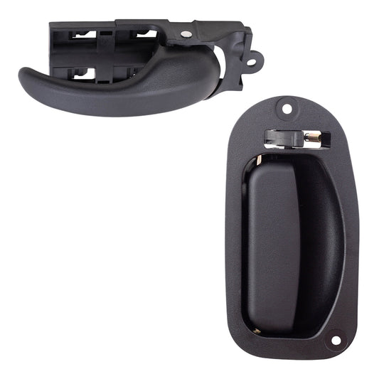 Brock Replacement Passenger Side Set Inside Door Handles Textured Compatible with 97-03 F150 Extended Cab