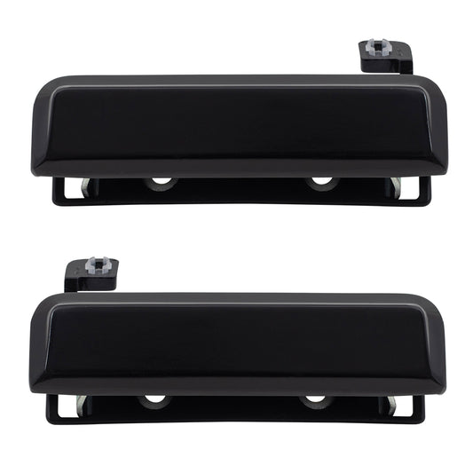 Brock Replacement Pair Set Front Outside Exterior Door Handles Black Metal Compatible with 1987-1993 Mustang E3FZ6122405B E3FZ6122404B